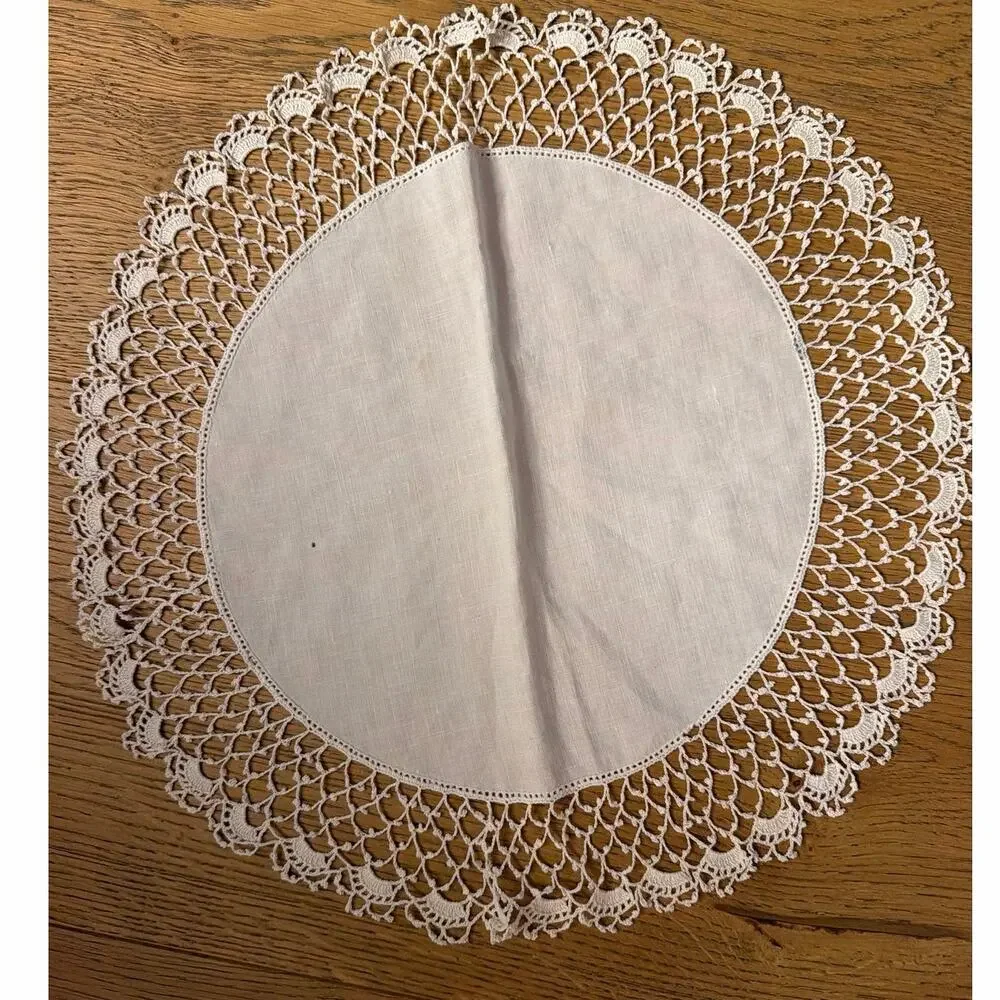 Set of 3 Vintage Hand-Crocheted White Doilies Linen Center Intricate Lacework